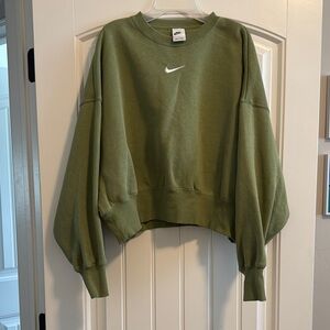 Nike Green Cropped Sweatshirt-Size S